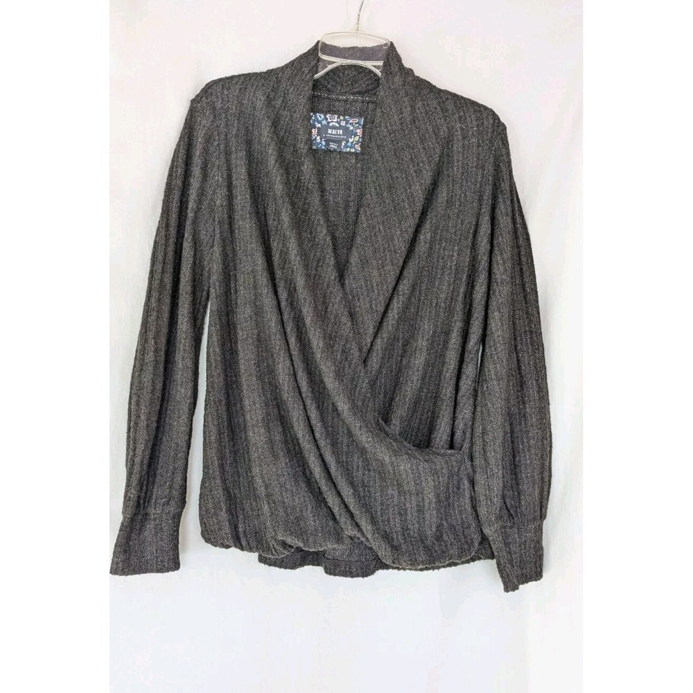 Maeve Anthropologie Sweater Women' s Rafela Hacci Surplice Top Faux Wrap Brown